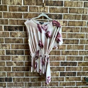 DKNY Mauve and Cream Floral Blouse